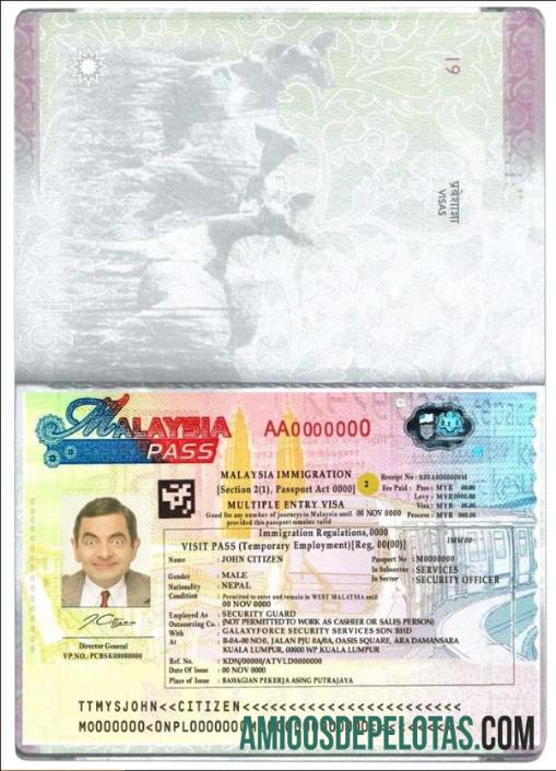 Visto de entrada múltipla na Malásia exemplo